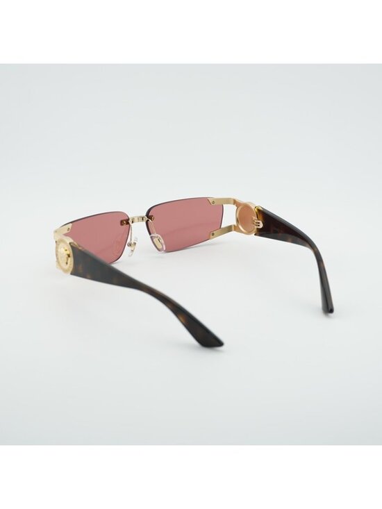 Versace VE2291 100275 Sunglasses Gold/Havana Rectangle Frame, Red Lenses main image 6